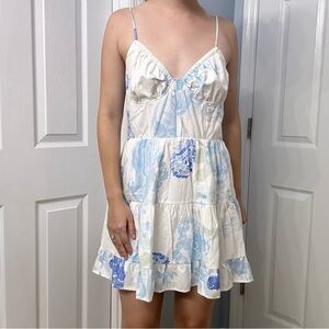 Sabo Skirt Dress Mini Floral Dainty White Cotton Size 8 Medium